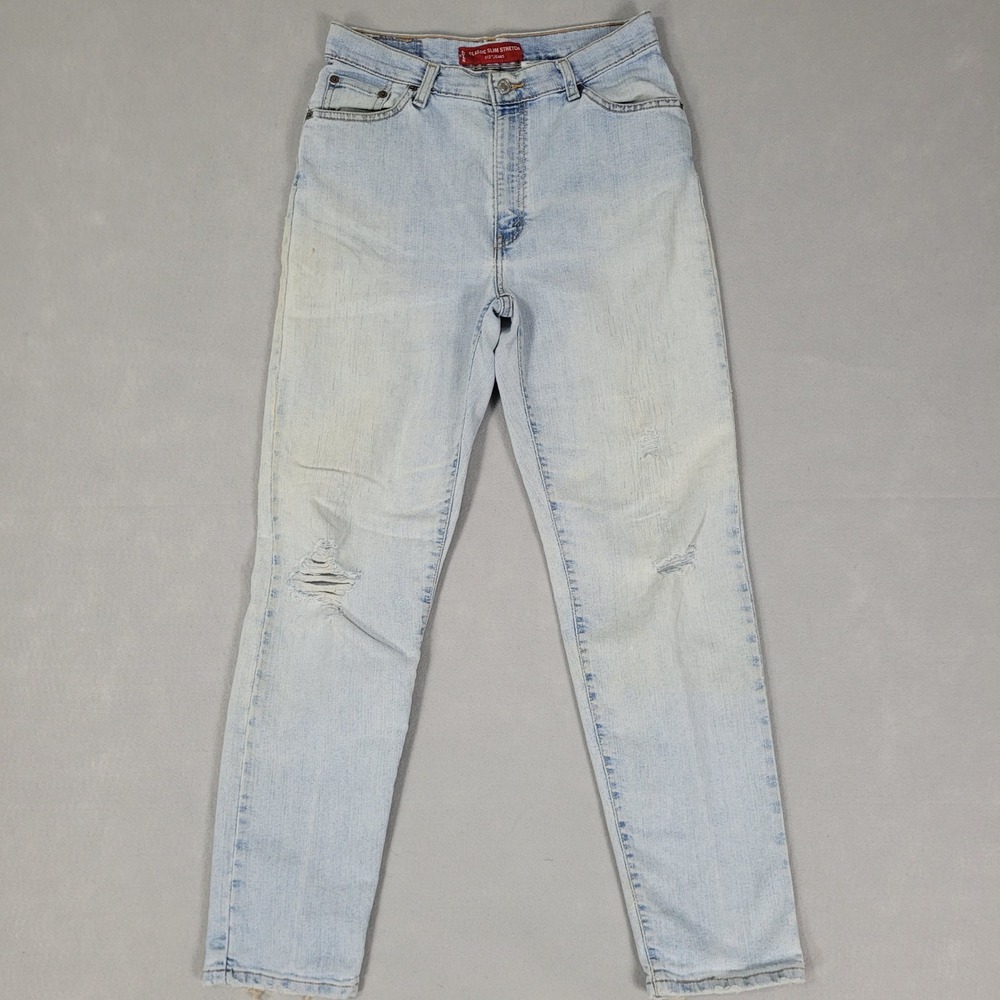 Levi's 512 Jeans Womens 12 M 29x30‎ Blue Classic Slim Stretch Tapered Distressed